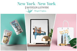 New York Watercolor Illustrations