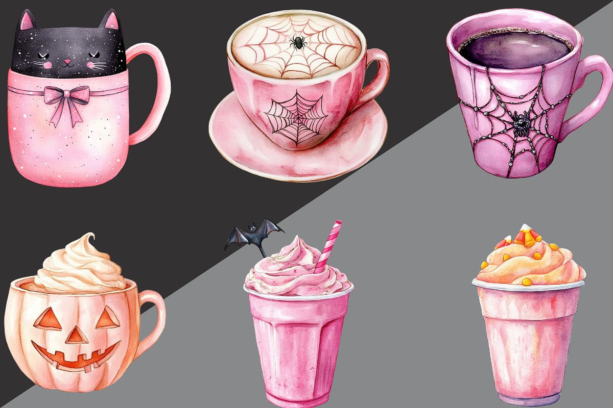 Pink Halloween Coffee Sublimation, an Illustration by Black Bird Studio (Photo 2 of 6)