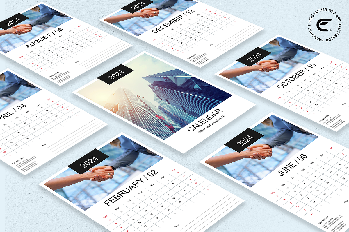 Wall Calendar Template 2024 | Sunday, a Templates & Theme by Florin Chitic (Photo 2 of 2)
