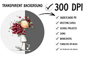 Watercolor Cherry Girl Clipart, an Animal Illustration by Craft Nest (Thumbnail 2 of 6)