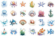 Cute Summer Undersea Clipart, an Illustration by Sublimation Artist (Thumbnail 2 of 6)