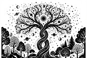 50 Mystical Galaxy Forest Silhouette, a Technology Illustration by Amazin_art (Thumbnail 14 of 33)