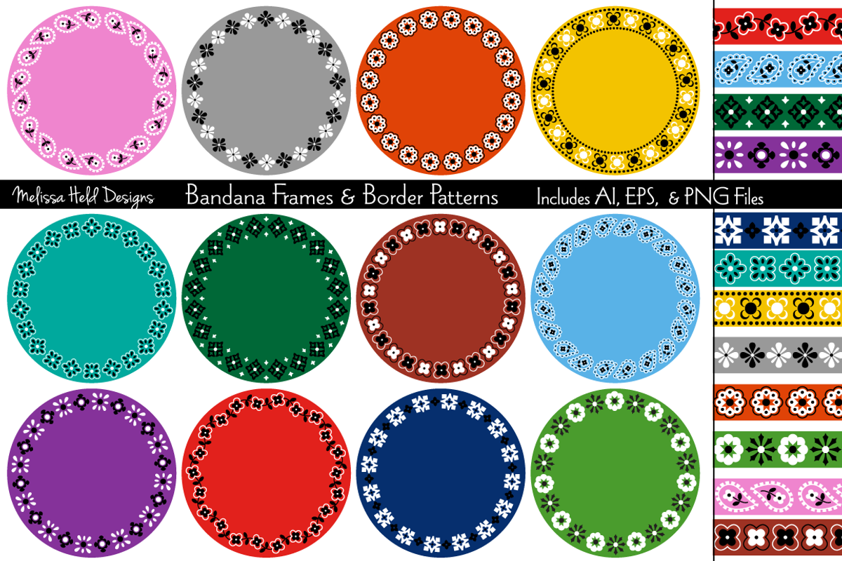 Bandana Border Patterns & Frames, a Background Graphic by Melissa Held Designs (Photo 1 of 5)