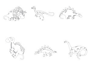 Cartoon Dinosaur Outlines Set 3