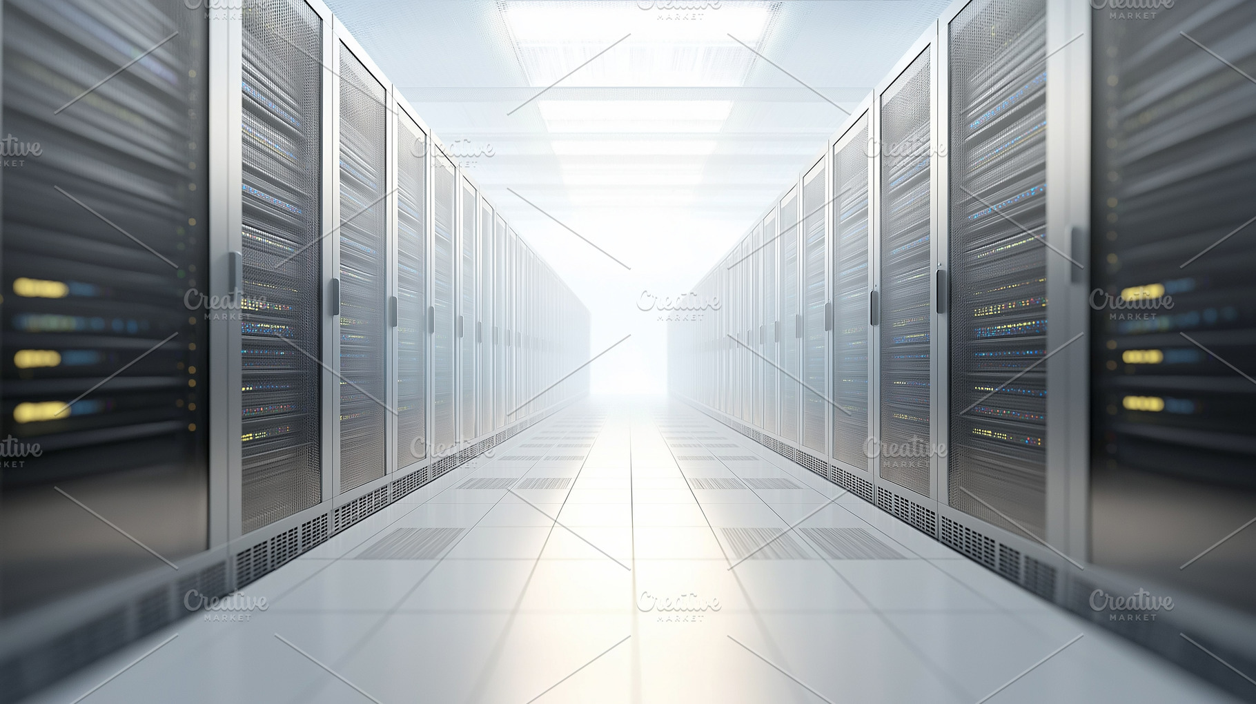Futuristic data center corridor with, a Technology Photo by MistyDay