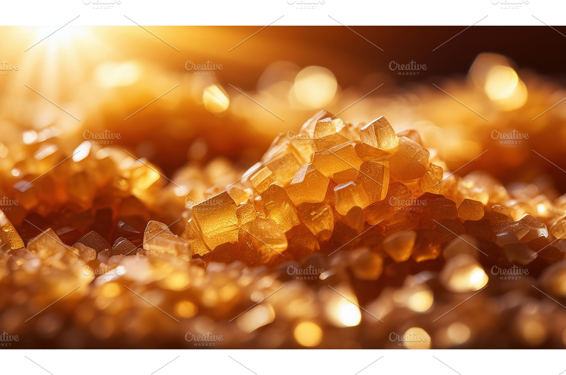 Golden sugar crystals shimmering in, an Abstract Photo by Igor Tichonow