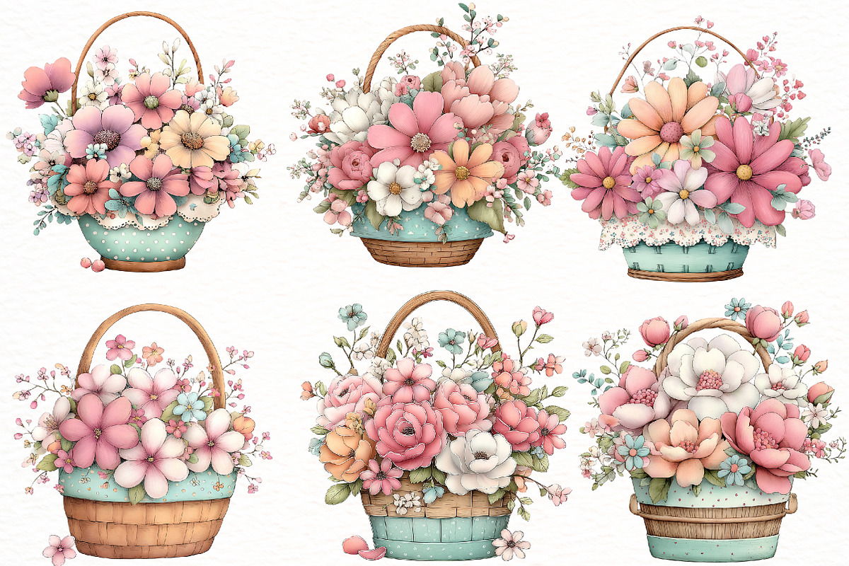 Whimsical spring basket clipart, an Illustration by Designworld (Photo 5 of 5)