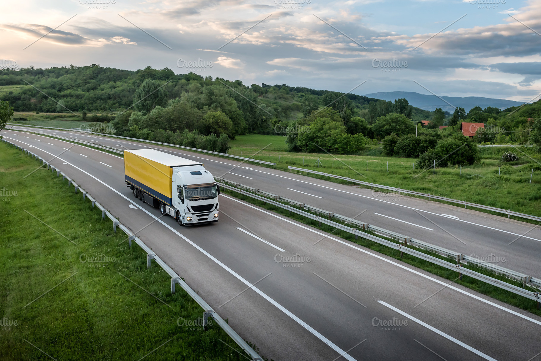 Truck with semi-trailer on highway, a Photo by wr7 Media