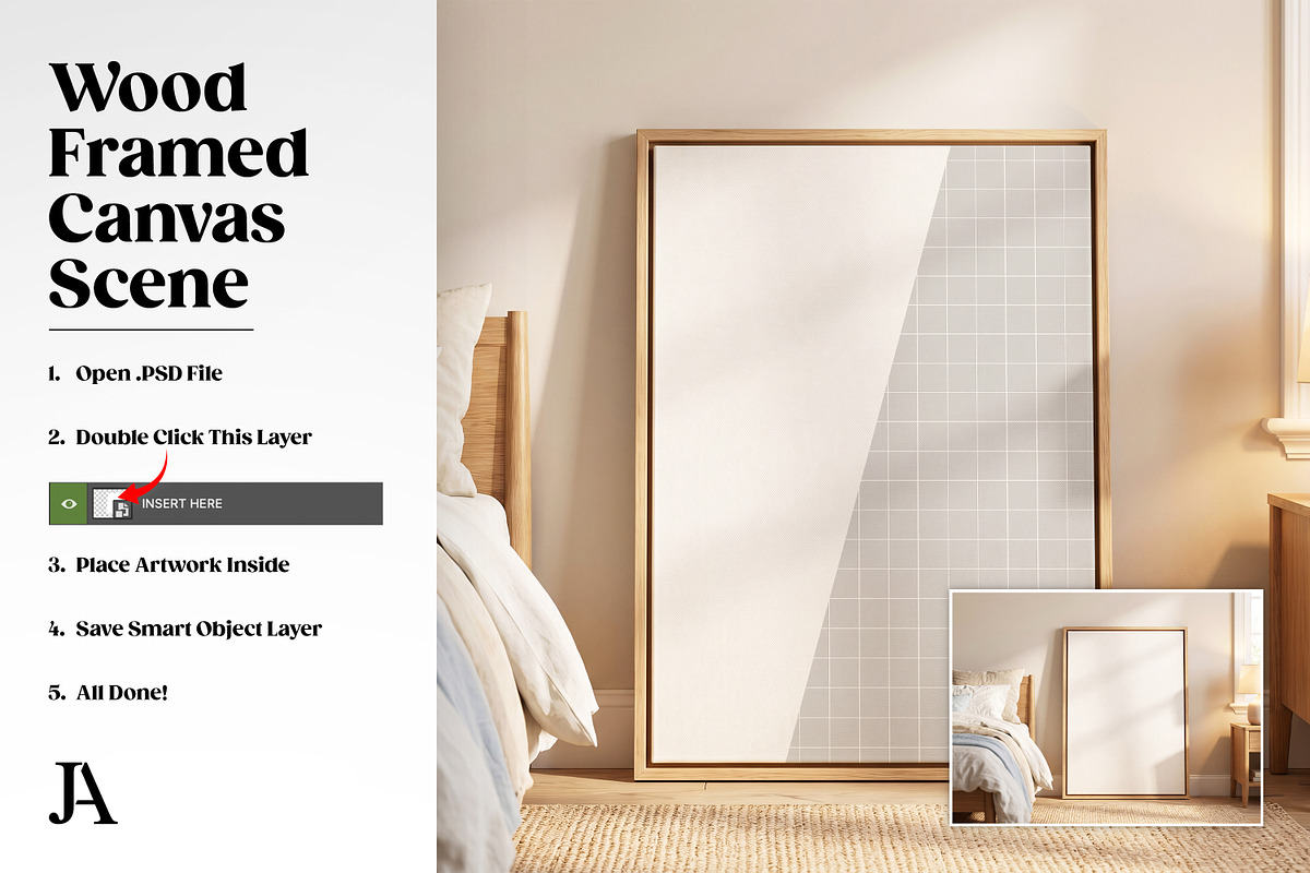 Wood Framed Canvas DIN A PSD Mockup, a Household Mockup by Julian Adams (Photo 3 of 3)