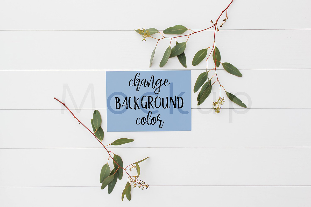 5x7 Stationery Mockup - Eucalyptus 1, a Print Template by ILLONA GRAPHICS (Photo 4 of 5)