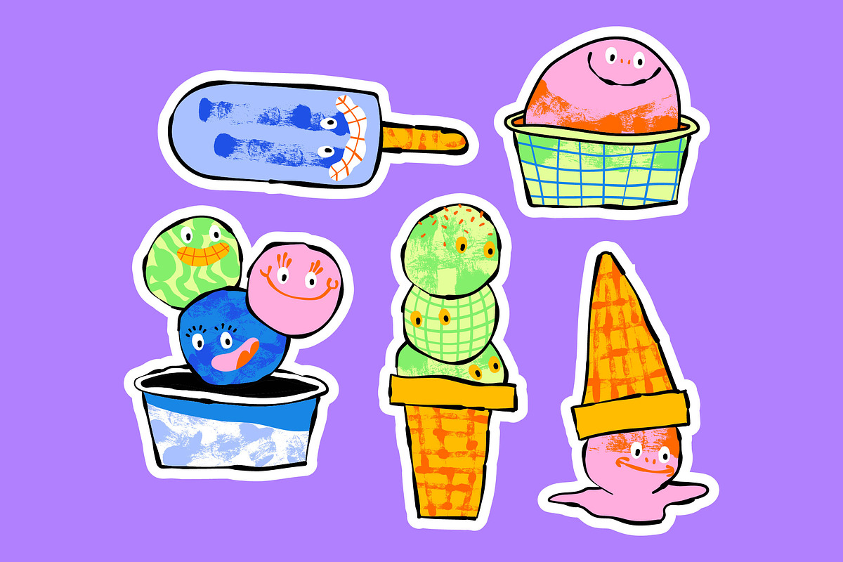 Purple Ice Cream Illustration, an Illustration by graphicook