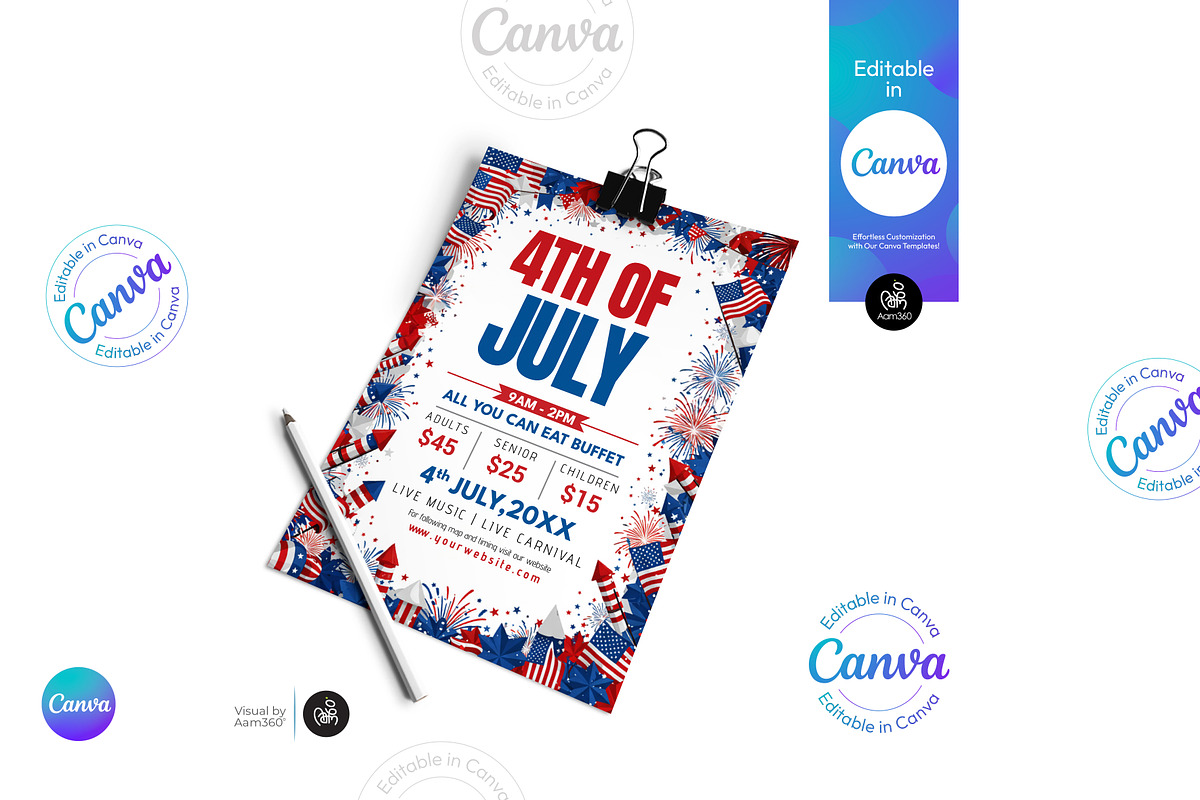 4th of July party invitation, a Flyer Template by Aam360 (Photo 2 of 3)