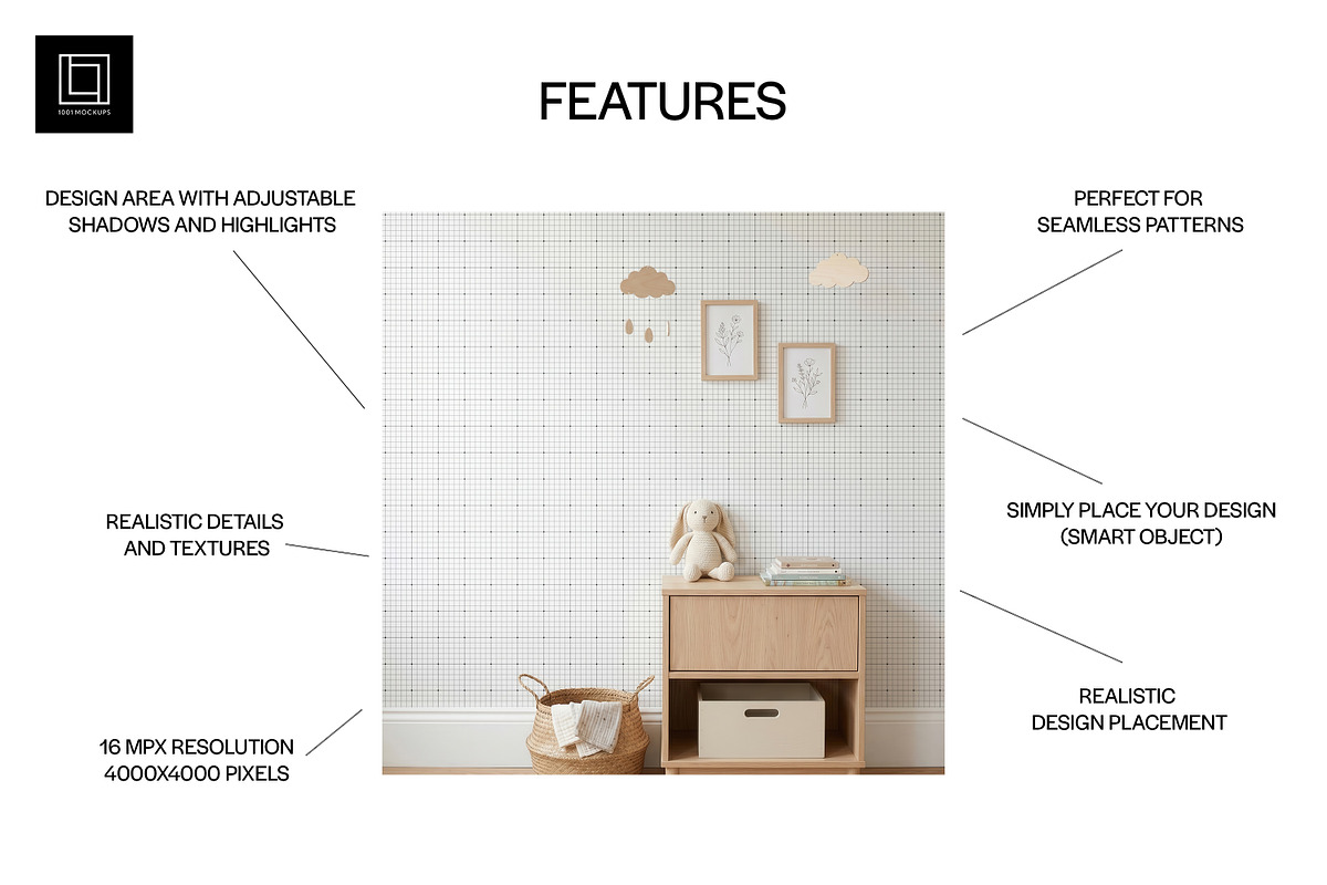 Nursery Wallpaper Mockup PSD, a Household Mockup by 1001 mockups (Photo 2 of 10)