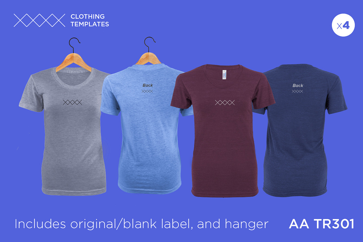 AA TR301 - Womens blank t-shirt set, a Shirt Mockup by Clothing Templates (Photo 3 of 3)