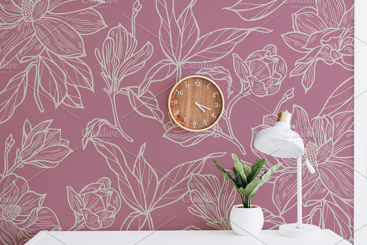 Magnolia flowers seamless pattern, a Pattern Graphic by oxygen_8 (Photo 5 of 6)