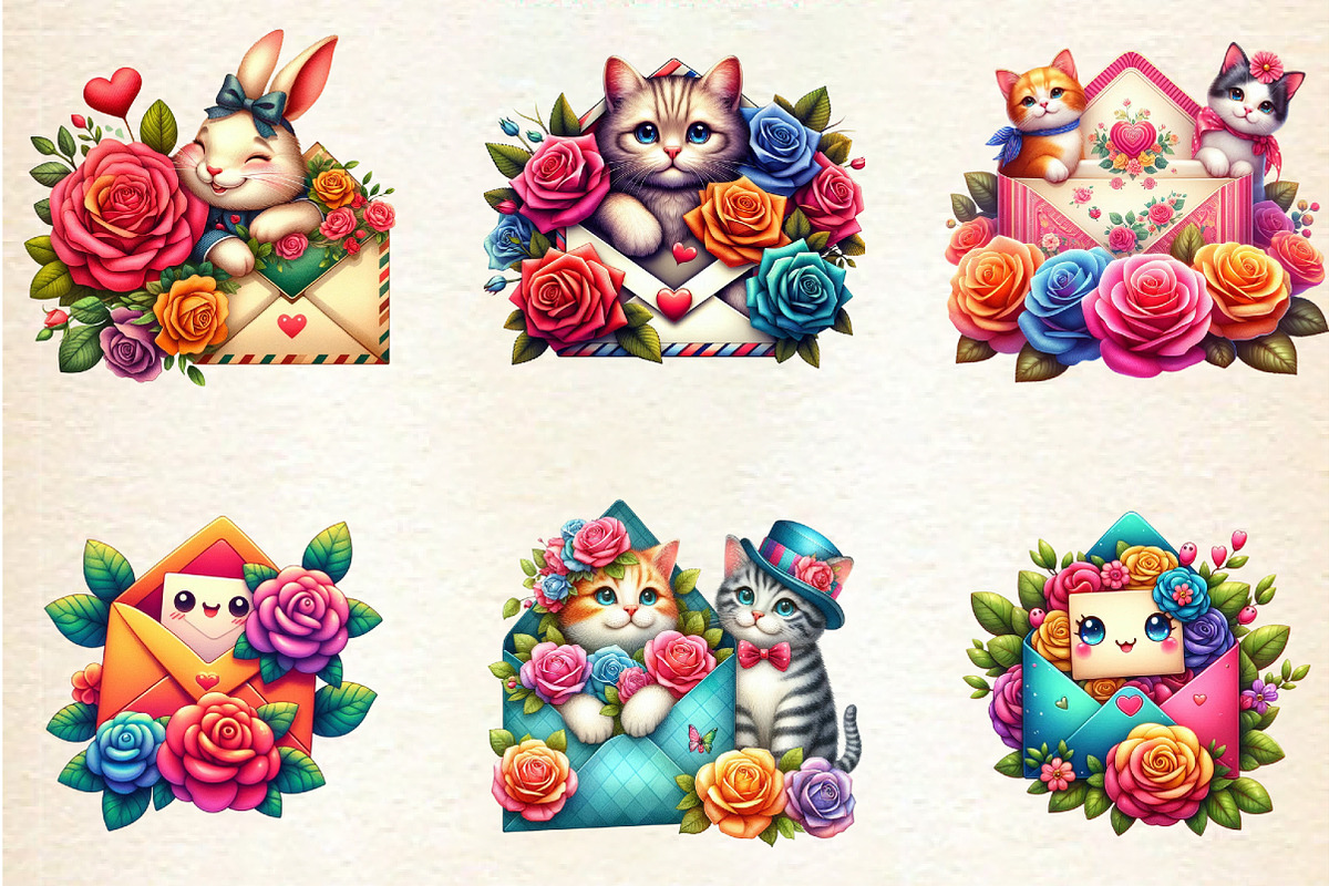 VALENTINE PEEKING ANIMAL CLIPART, an Illustration by DreamArtGraphic (Photo 6 of 6)