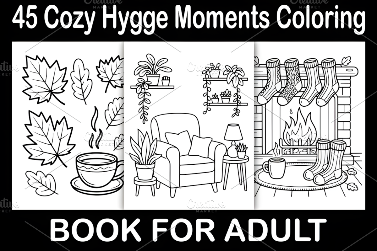 Cozy Hygge Moments Coloring Book, a Decorative Illustration by Design Station (Photo 1 of 3)