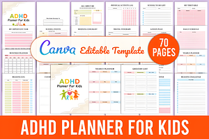 Editable ADHD Planner for Kids Canva, a Social Media Template by Coco Bloom