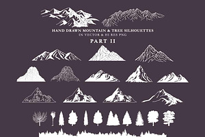 Hand Drawn Mountains And Trees 2