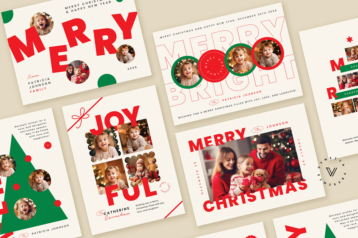 6 Simple Christmas Card/Holiday Card, a Card Template by Vynetta (Photo 4 of 4)