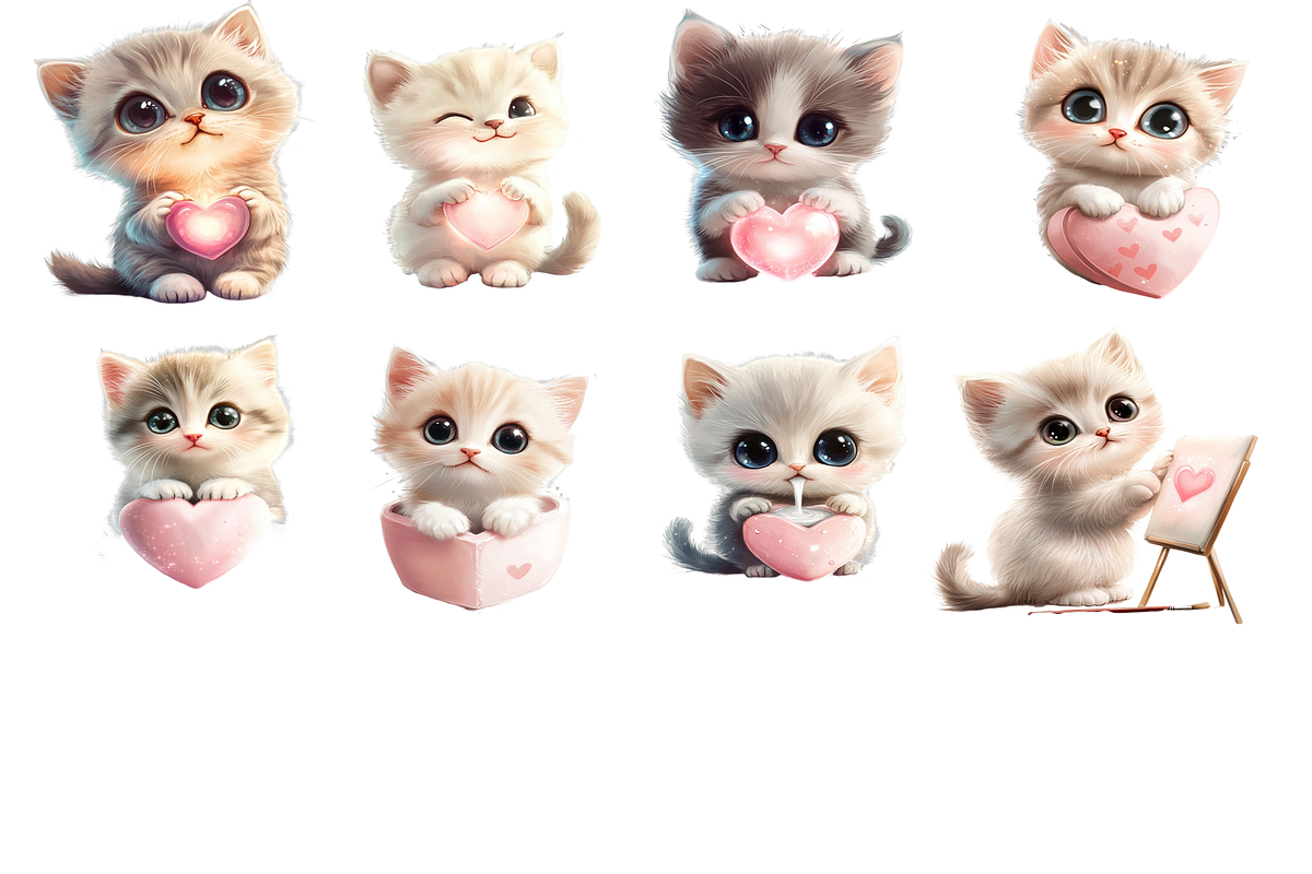 Valentines Kitens Set of 20 Clipart, an Animal Illustration by PrintablesByFranklyn (Photo 2 of 3)