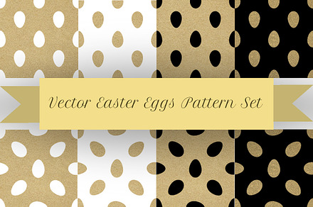 8 vector golden easter eggs patterns