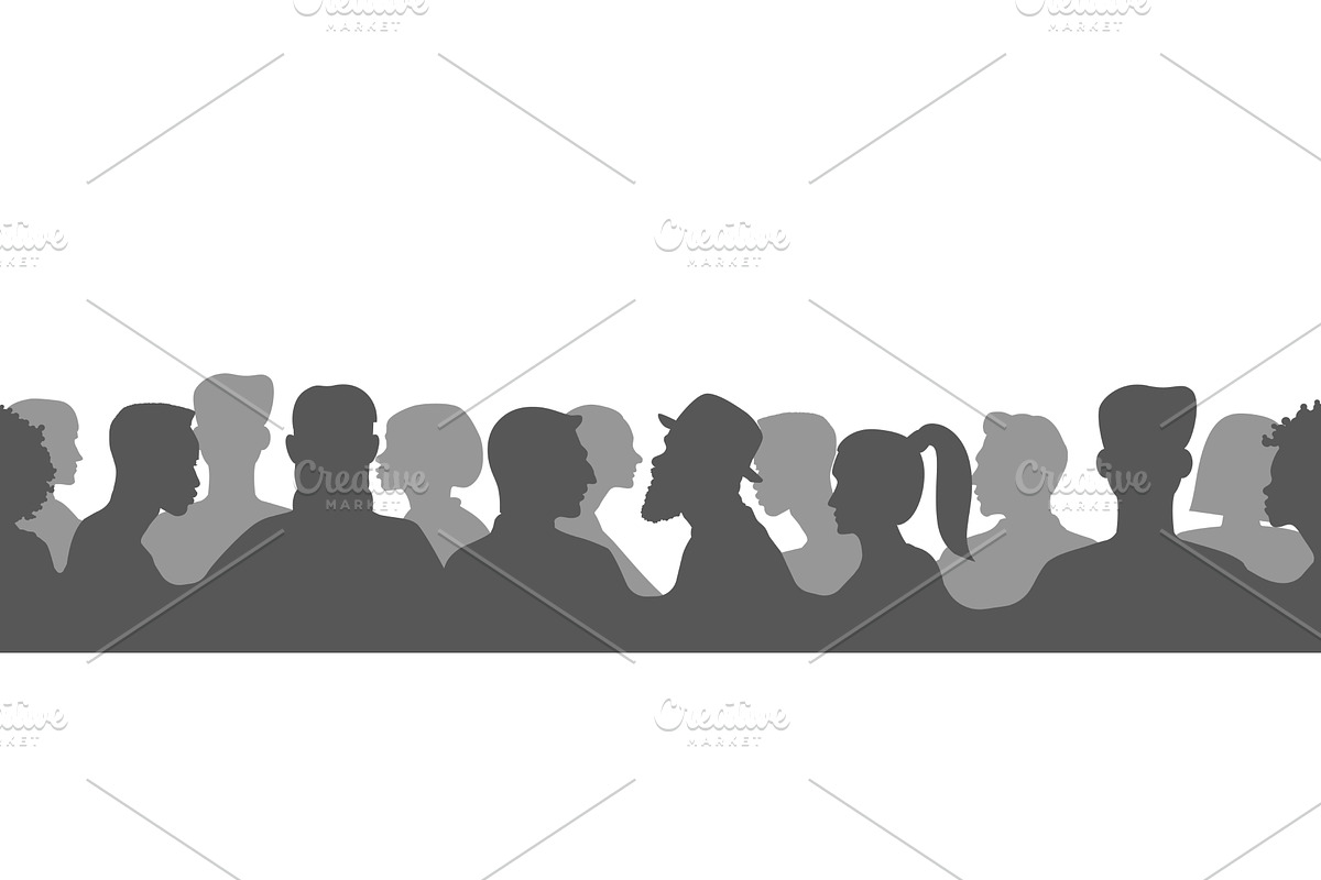 Crowd silhouette people on the, a Person Illustration by skripnikbb