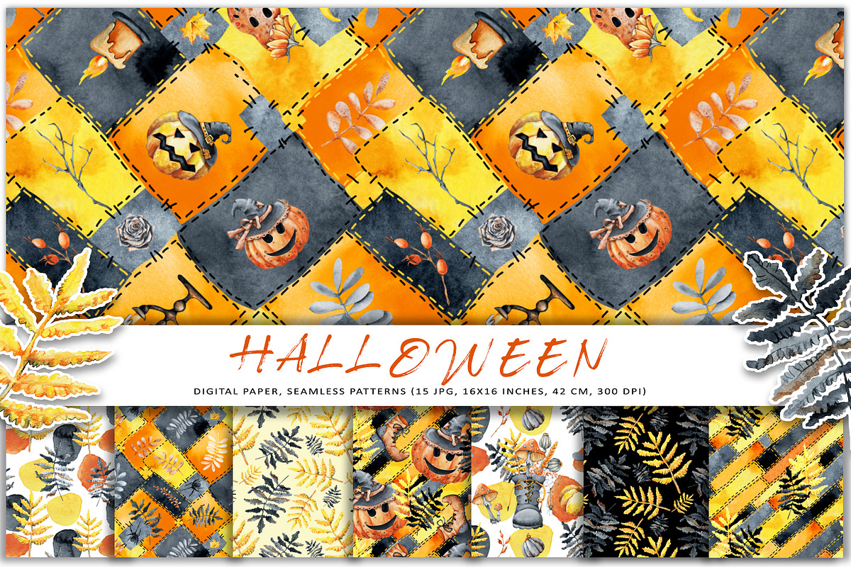 Happy Halloween digital paper set, a Pattern Graphic by Artmanata (Photo 1 of 10)