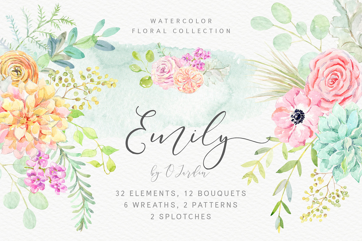 Emily. Watercolor floral collection, an Illustration by OJardin (Photo 1 of 7)