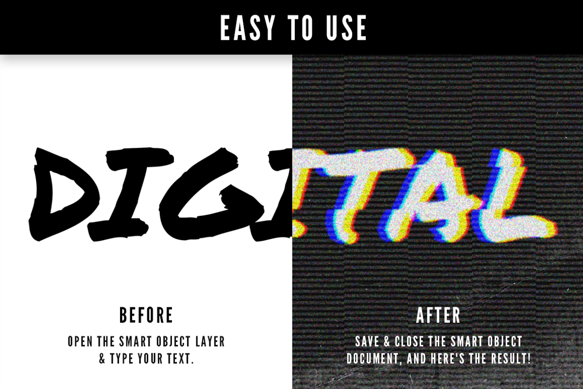 Glitch text effects for Photoshop, a Layer Style Add-On by MiksKS (Photo 3 of 12)