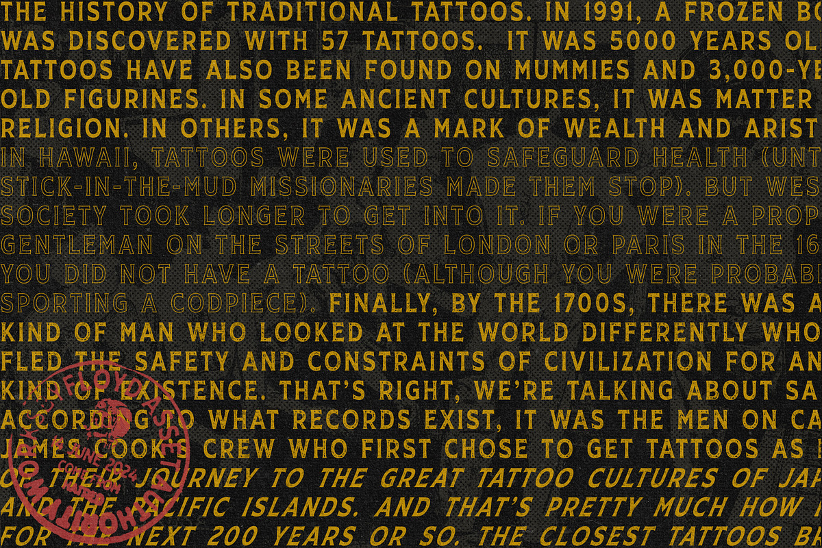 Mertens + Traditional Tattoo Extras, a Serif Font by goodsbyfloyd (Photo 4 of 12)