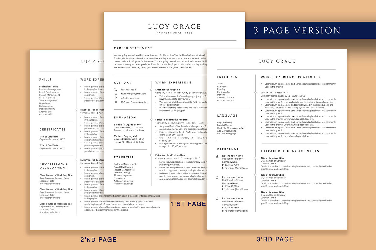 Modern Professional Resume Template, a Resume Template by VictoriousVita (Photo 4 of 8)