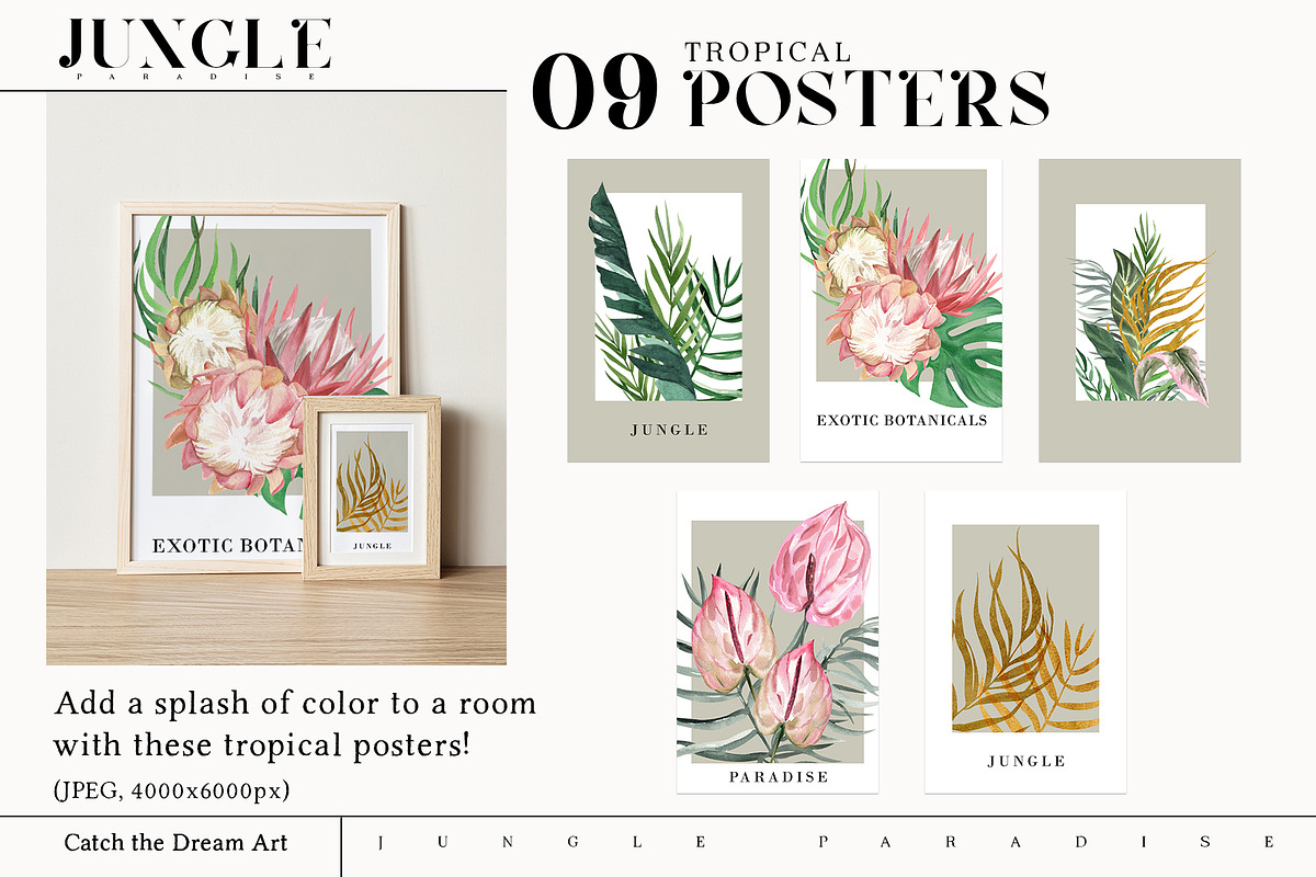Jungle Paradise Pink Tropical Floral, a Decorative Illustration by Catch the Dream Art (Photo 16 of 17)