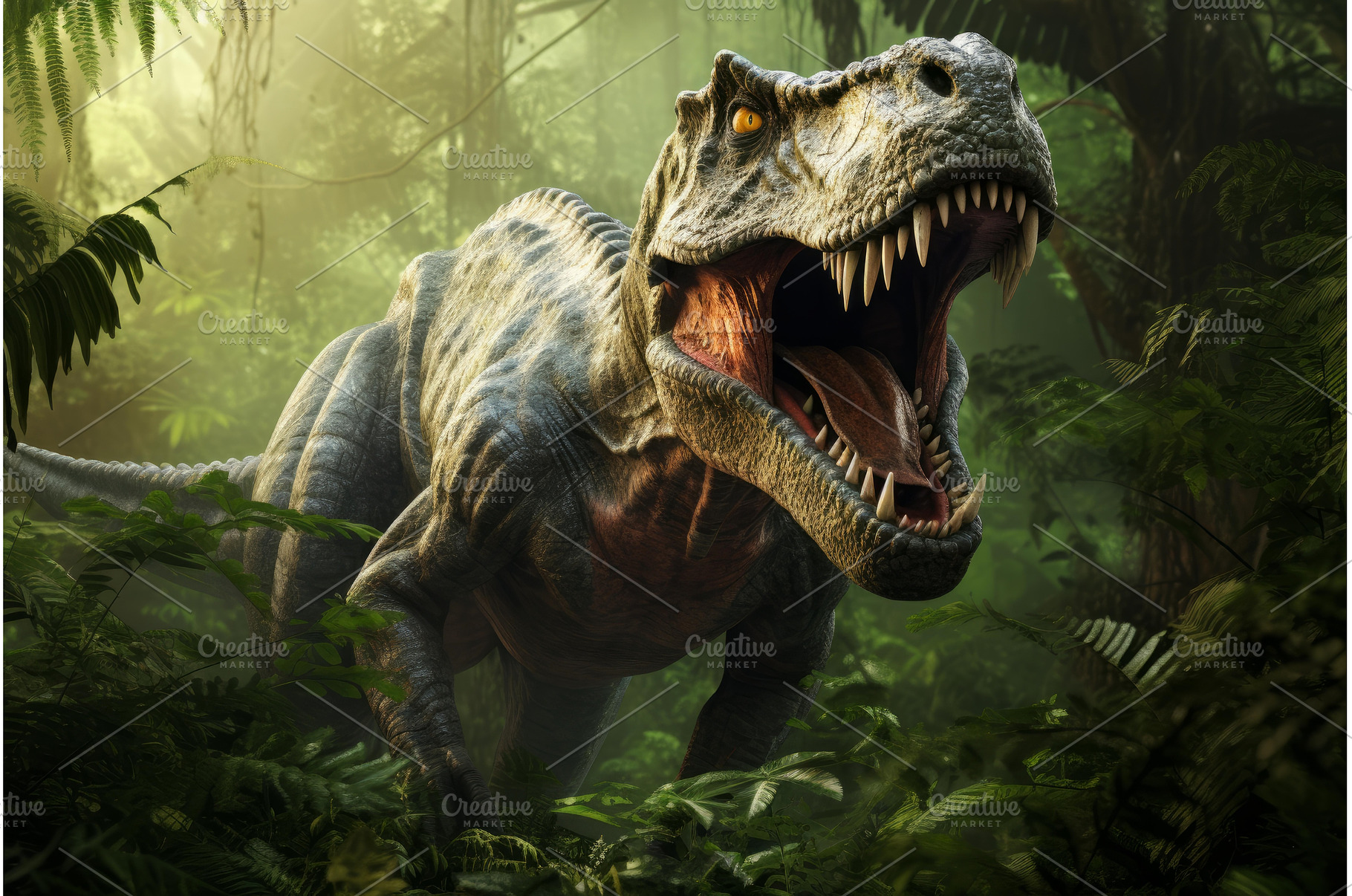 Fierce tyrannosaurus rex roaring in, an Animal Photo by Ylivdesign