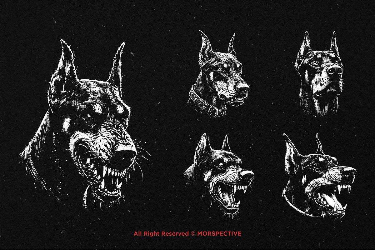 10 Bundle Dark Art Doberman Dog, an Illustration by Morspective (Photo 5 of 7)