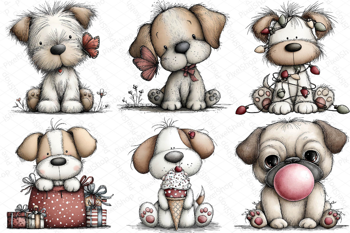 Cute Funny Dog - Whimsical Clipart, an Illustration by DreamPrint404 (Photo 2 of 6)