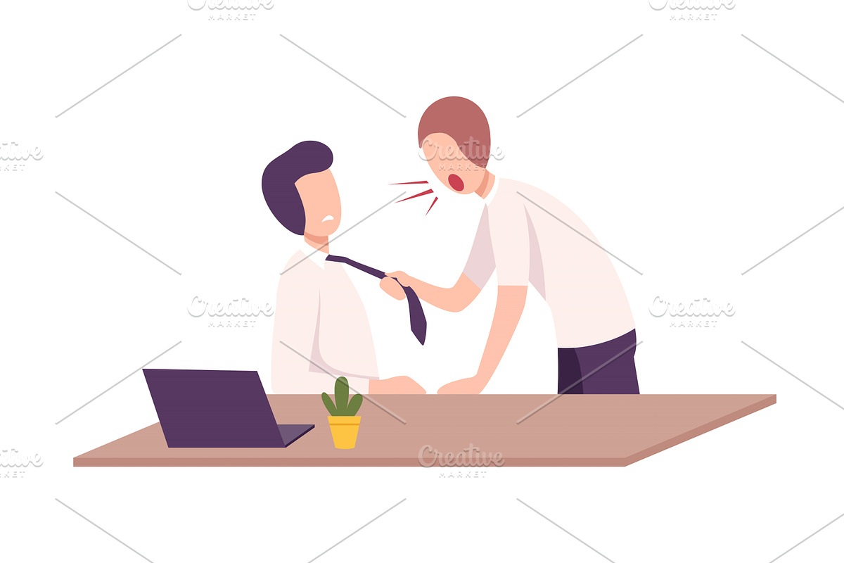 Boss Threatening and Yelling to, a Person Illustration by TopVectors