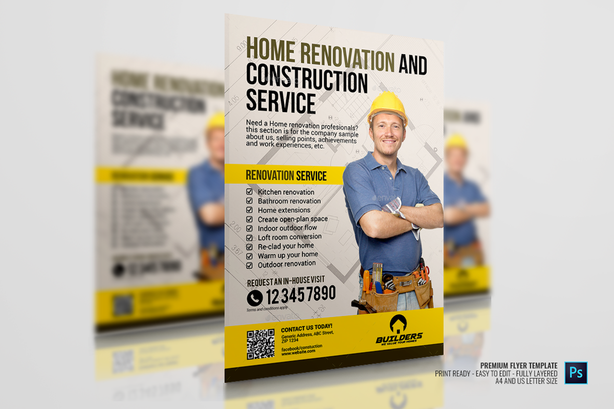 Construction and Building Flyer, a Flyer Template by PSDPixel