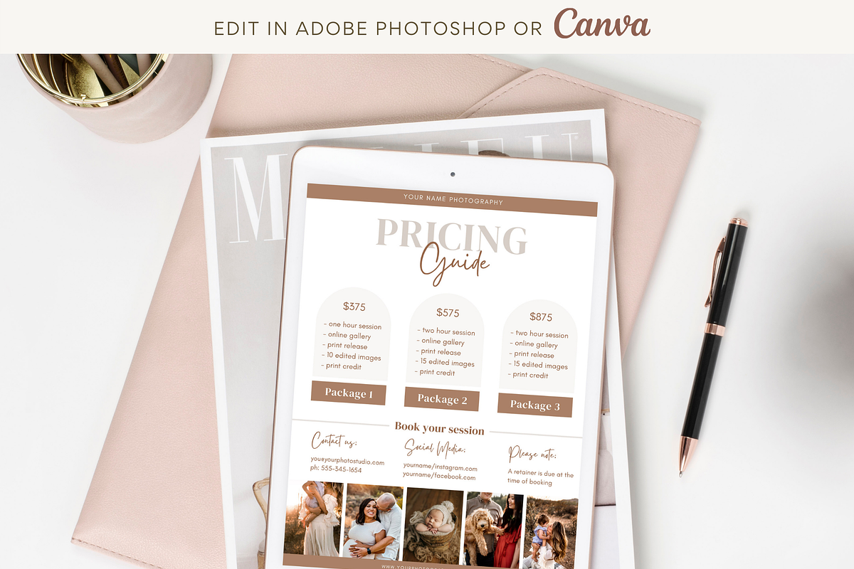 Canva Photography Pricing Guide, a Flyer Template by Sweet Little Muse (Photo 1 of 4)