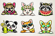 Summer Peeking Animals Sublimation, an Illustration by RobertsArt (Thumbnail 2 of 5)