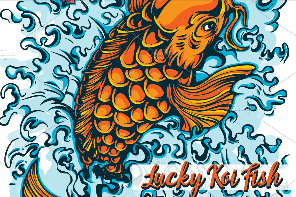 Lucky Koi Fish Vector Illustration, an Illustration by RalucaGheorghe (Photo 1 of 3)