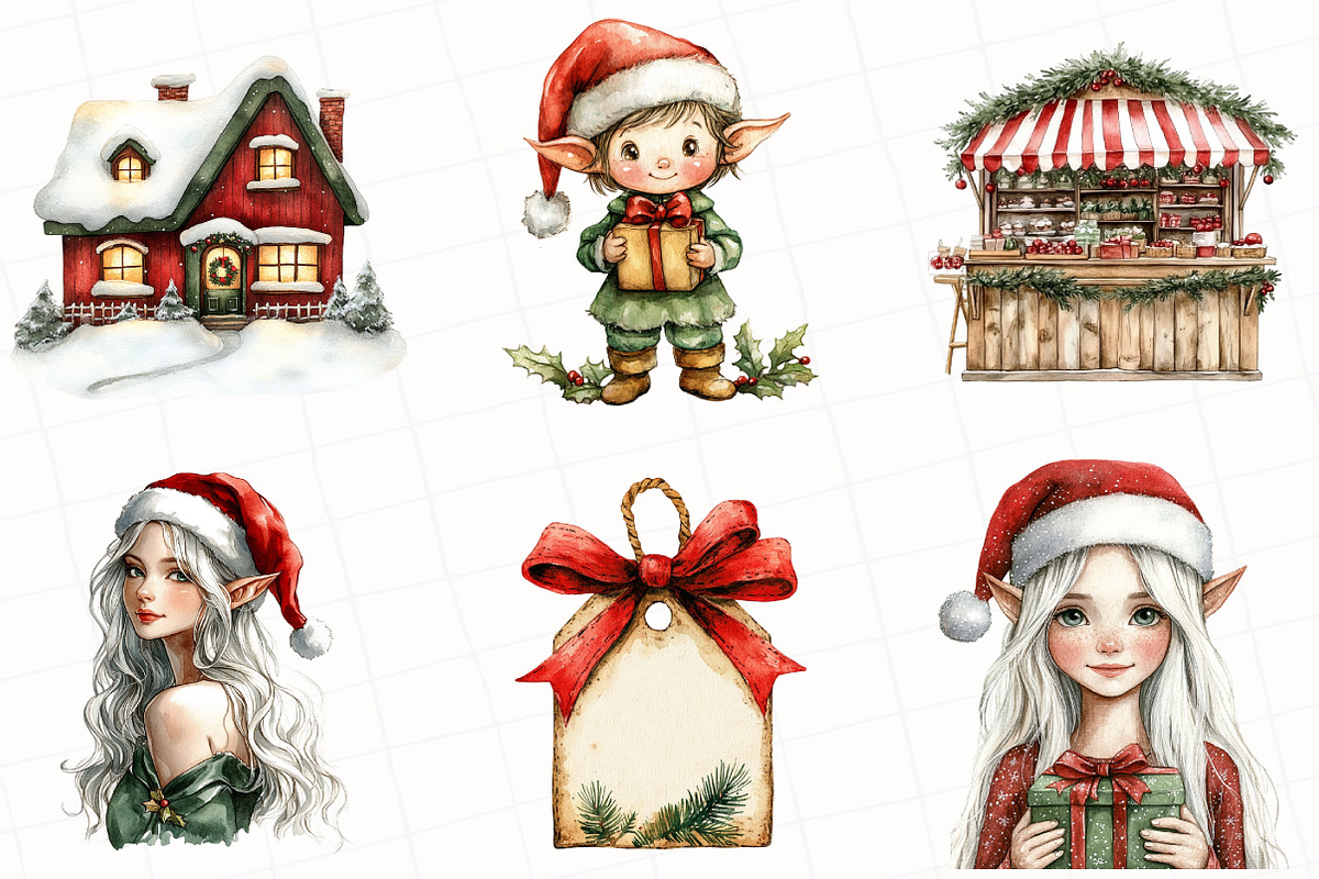 Watercolor Santa's Helper Clipart, an Illustration by OK Design (Photo 2 of 5)