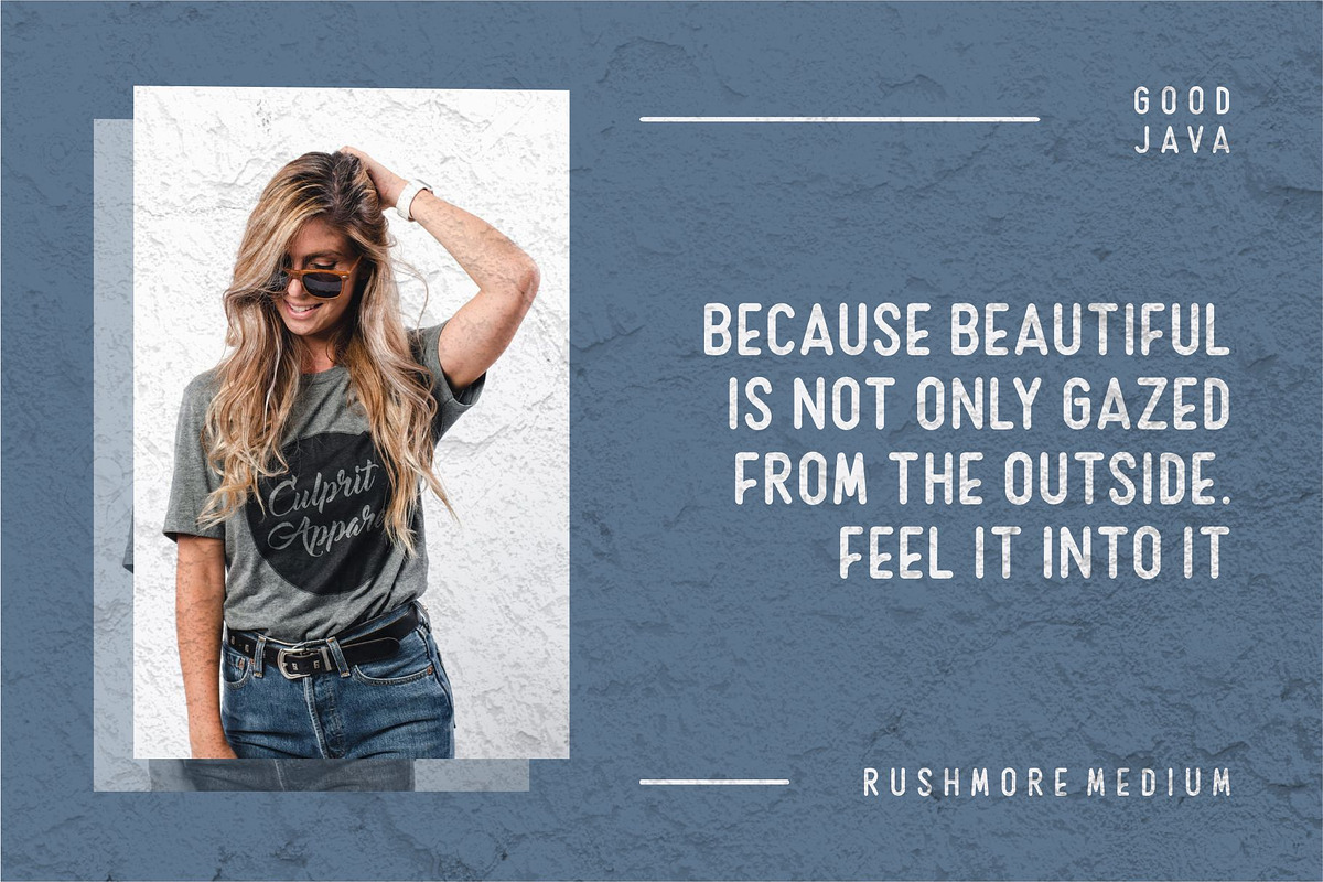 Rushmore Family - 6 Fonts, a Sans Serif Font by Good Java Studio (Photo 5 of 8)