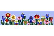 Abstract flowers border background, a Decorative Illustration by Good Studio (Thumbnail 2 of 4)
