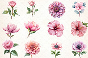 Dusty Pink Flowers Clipart, an Illustration by DreamCafeArt (Thumbnail 3 of 7)