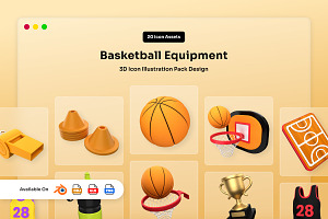 Basketball Equipment 3D Icon Pack, a Sport Illustration by twinstd