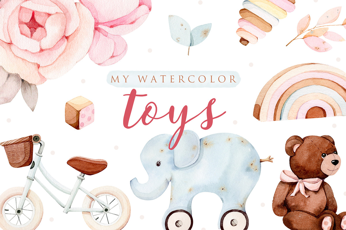 Baby watercolor toys, an Illustration by nathalieclaire (Photo 1 of 10)