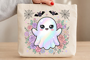 Cute Rainbow Ghost Halloween PNG, an Object Illustration by DreamCafeArt (Thumbnail 3 of 7)