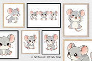 15 Bundle Watercolor Baby Mouse Grey, an Animal Illustration by Morspective (Thumbnail 4 of 8)