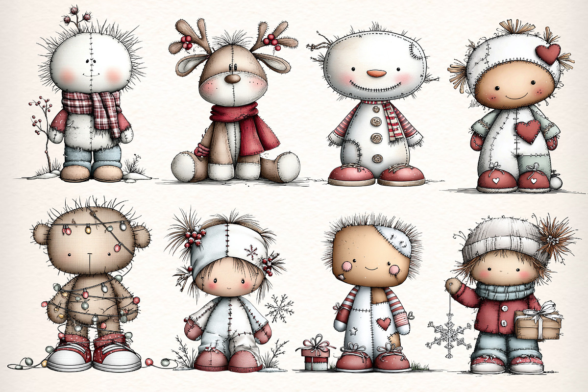 Whimsical Dolls Clipart Bundle, an Illustration by Dream Creation (Photo 3 of 7)